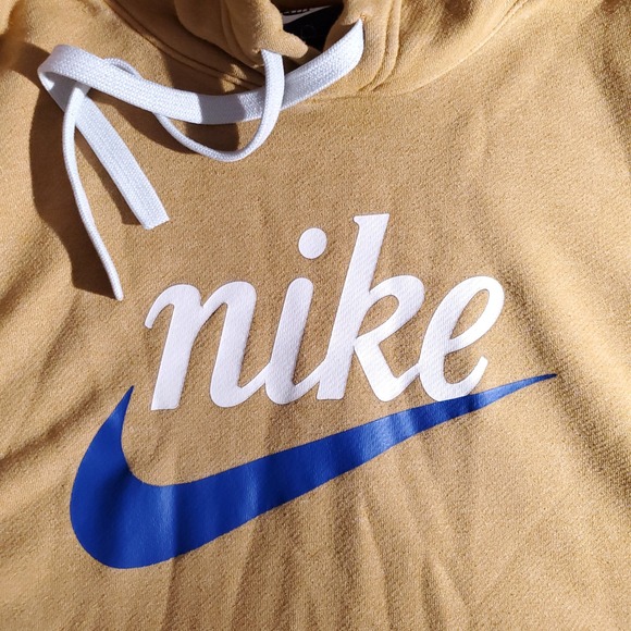 Nike Hoodie Mens L Brown Tan Pullover Sweatshirt Swoosh Logo Long Sleeve Casual - Picture 6 of 9